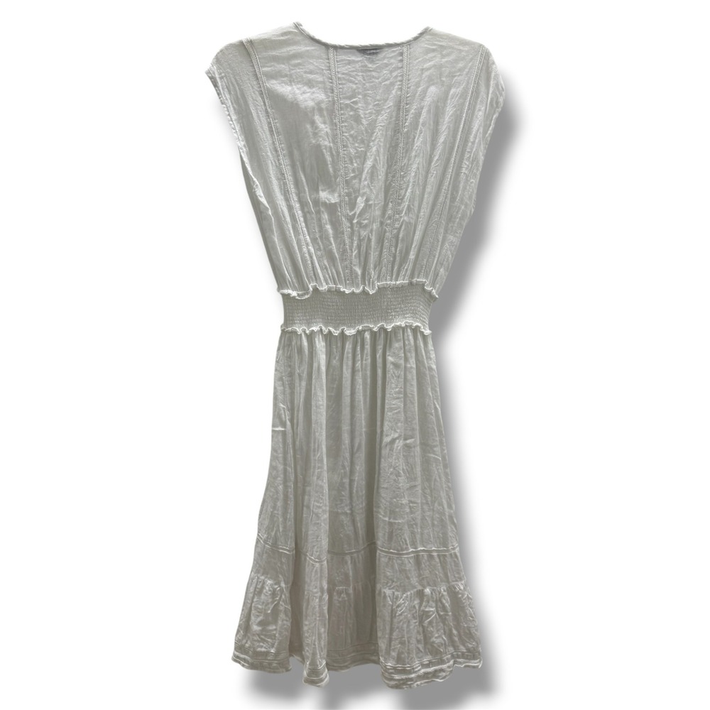 Rails Ashlyn White Linen Blend Smocked Midi Dress XS Boho Cottagecore - Picture 4 of 11
